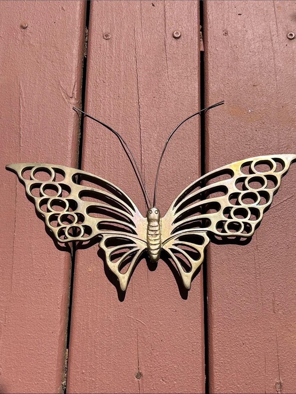 Vintage MCM Brass Butterfly Wall Decor Accent